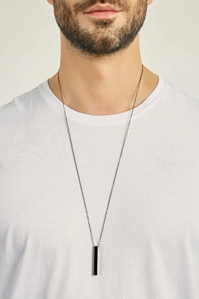 YümanınYumağı Unisex Black Plated Rod Necklace