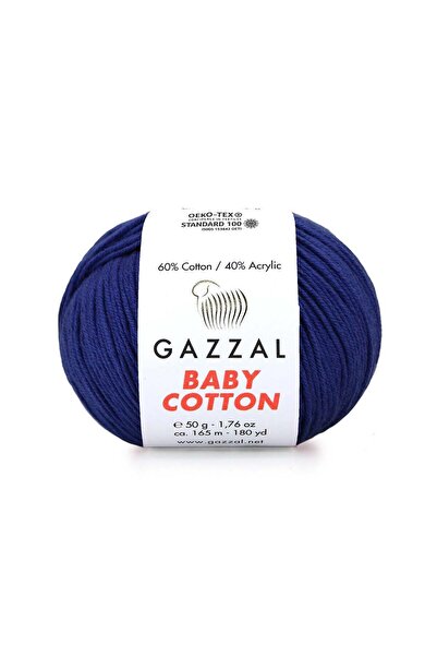 Gazzal Baby Cotton El Örgü İpliği 50gr 3438 Lacivert - 1 ADET