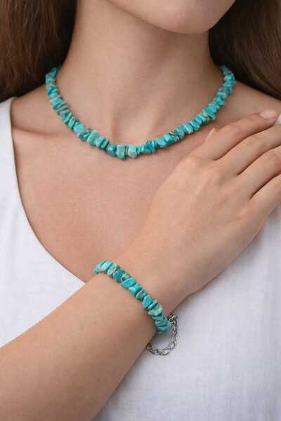 best bioenerji taş terapi قلادة وسوار باللون الفيروزي – رمز للجمال والطاقة ال...