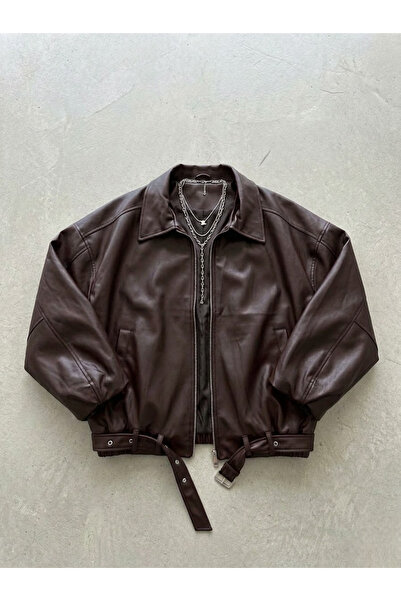 legends butik معطف بومبر نسائي كبير الحجم تفاصيل حزام جلد – سترة بقصة مريحة و...