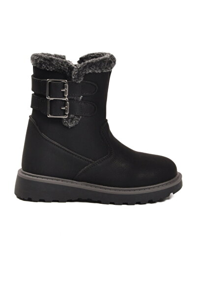 Cool Black Fleece-Lined Zippered Girl's Flat Boots