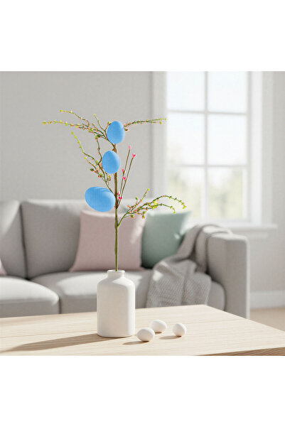 OEM Ramură de Paște cu ouă – sclipitoare – albastră – 40 x 16 cm