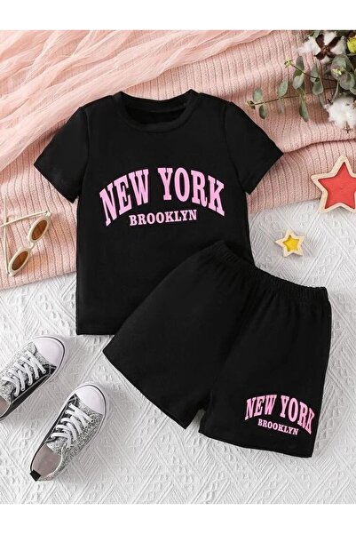 SVART WEAR Σετ παιδικό μπλουζάκι και σορτς με στάμπα Νέας Υόρκης