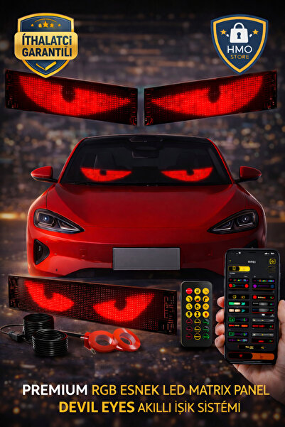 HMO Store Premium RGB Esnek LED Matrix Panel – Devil Eyes Akıllı Işık Sistemi...
