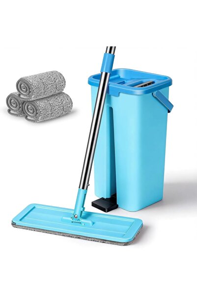 MASTERTOP Mop Set with Bucket, 2-in-1 Floor Mop Flat Mop with Stainless Steel...