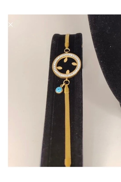 Romea Steel Quadrant Italian Chain Stone Bracelet