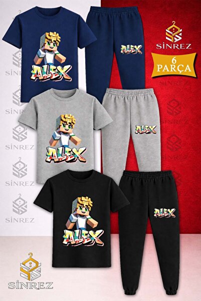 SİNREZ Set de trening pentru copii ALEX SARI NOU, imprimat, 3 piese, cu tricou