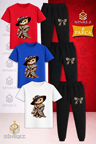SİNREZ Set de trening pentru copii, 3 piese, cu imprimeu BEAR LEOPARD FURRY