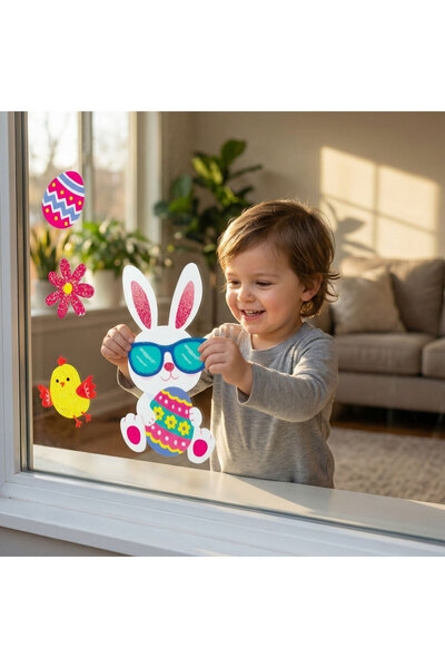 OEM Easter window sticker – glitter bunny – 43 x 30 cm