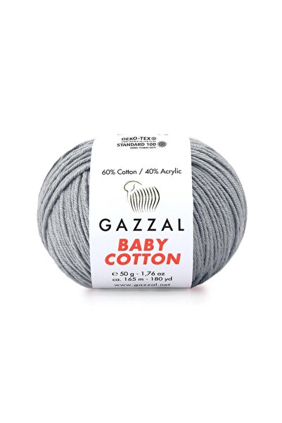 Gazzal Baby Cotton El Örgü İpliği 50gr 3430 Gri - 1 ADET