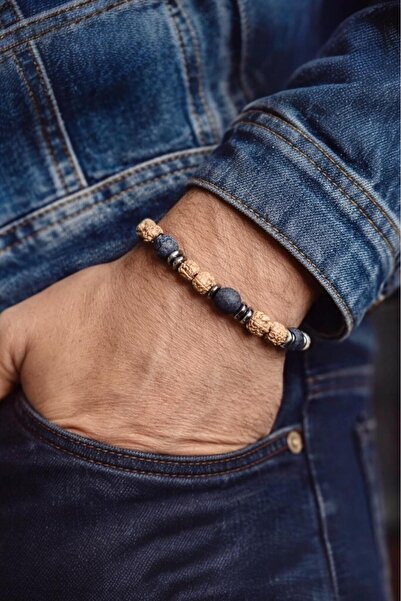 Atölye Olcay Eser سوار رودراكشا للرجال من الحجر الطبيعي - حجر الهيماتيت وحجر ...