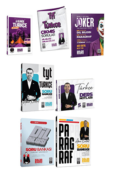 RETRO YAYINCILIK 2026 YKS TYT Türkçe Soru Ders Notu Deneme Kamp 7 Lİ Set AKER...