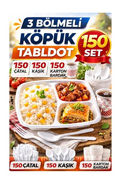 figanlar ambalaj 150 Kişilik Köpük Tabldot Seti 3 Bölmeli –150 Çatal 150 Kaşı...