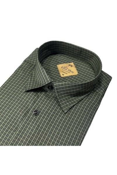 GÖMLEK GALERİSİ Classic Wide Cut Plaid Pack Double Pocketed Long Sleeve Cotton Men's Shirts