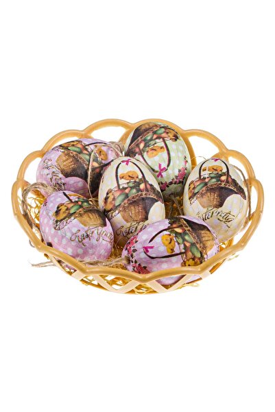 OEM Oua Decorative de Paste cu Model ”Cosuri” in Cosulet 6cm - 6buc