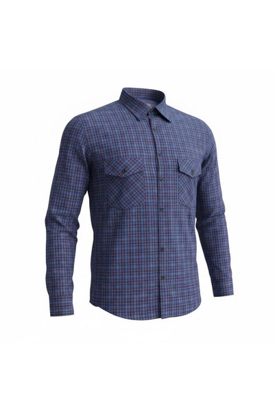 GÖMLEK GALERİSİ Classic Wide Cut Small Plaid Pack Double Pocketed Long Sleeve Cotton Men's Shirts