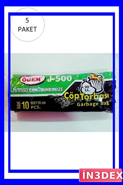 İN3DEX Large Size Garbage Bag 80X110Cm 50 Pieces Black