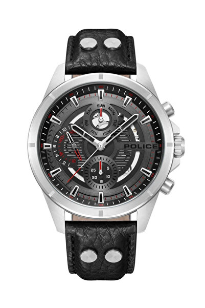 Police - Malawi Watch For Men Charcoal Black Leather Strap PEWJF0004601