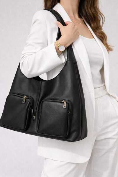 kikiriktekstil 10892 Geantă de damă S piele întoarsă cu buzunar dublu frontal...