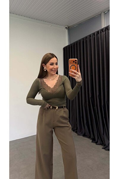 elif teke Dlv Cashmere Lace Li Bluz Khaki