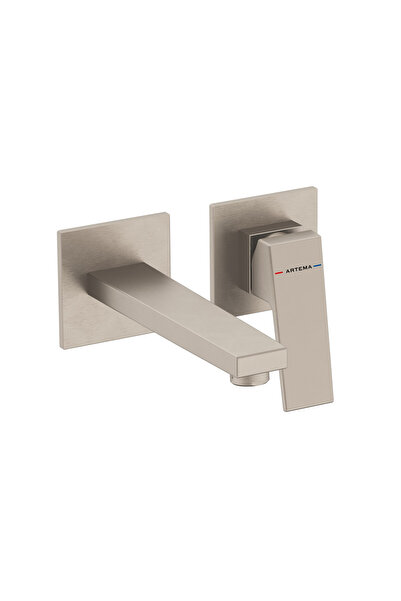 Artema VitrA Minimax Square A4359234 Ankastre Lavabo Bataryası, Fırçalı Nikel