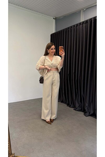 elif teke إيتال بوليف فيسكوز بنطلون بلون الحجر