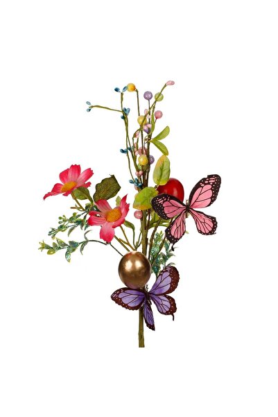 OEM Crenguta Decorativa de Paste cu Oua Colorate Flori Fluturi 45cm