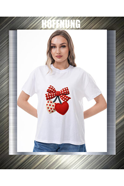 HOFFNUNG Tricou UNISEX cu mânecă scurtă, guler rotund, imprimat cu cireșe, cu...