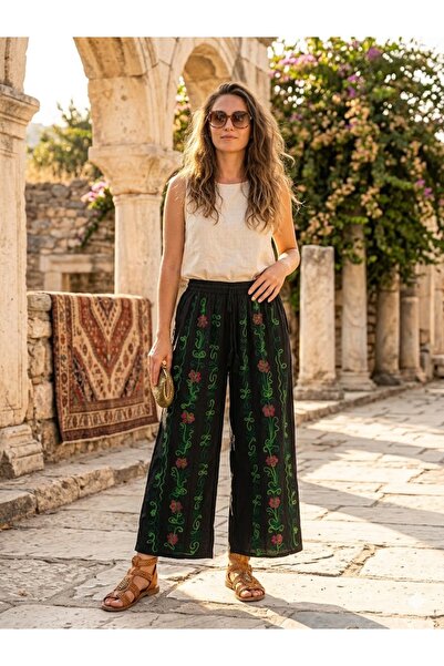 AYASOFYA OTANTIK Pantaloni shalwar pentru femei, cu broderie etnică indiană, ...