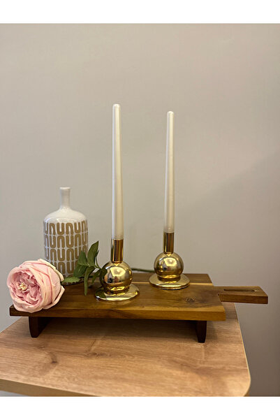 LUXAY HOME GOLD RENGİ MİNİ ADİLE 2'Lİ ŞAMDAN&MUMLUK SETİ