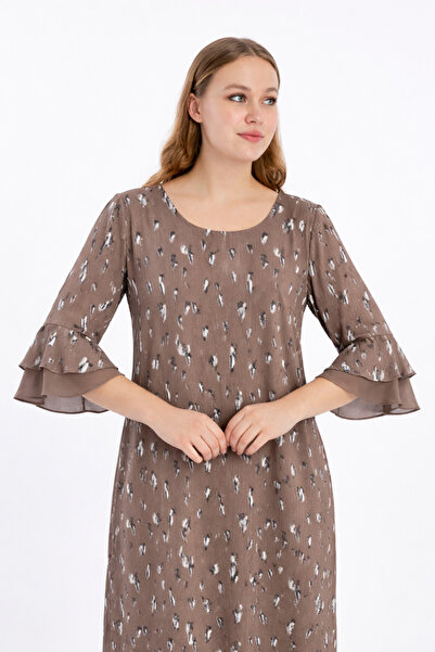 Veger Special Patterned Plus Size Chiffon Dress