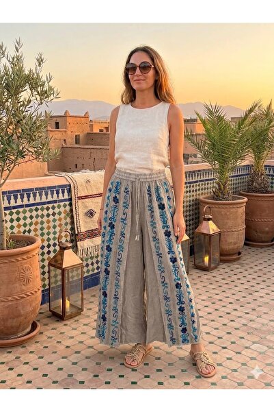 AYASOFYA OTANTIK Pantaloni shalwar pentru femei, cu broderie etnică indiană, ...