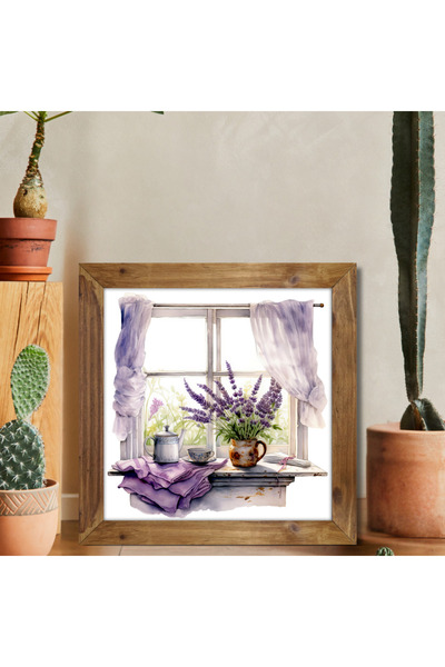 Tuba Decor Wooden Framed Square Painting Lavender Dream