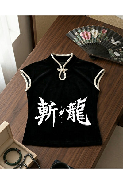 Touz Ιαπωνικό Σχέδιο Vintage Χωρίς Μανίκια Κοντό