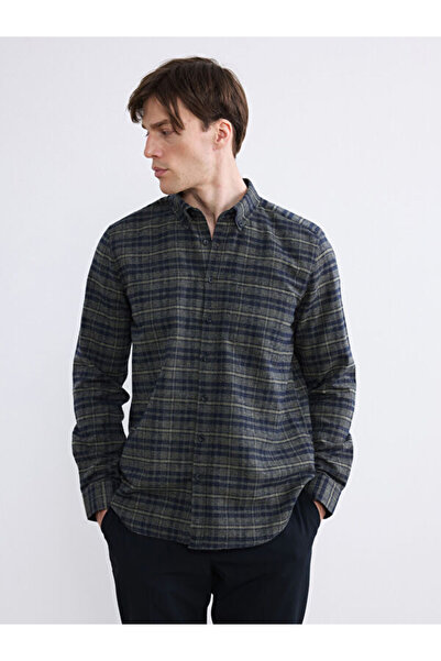LC Waikiki Regular Fit Wool Blend Gabardine Men's Plaid Shirt