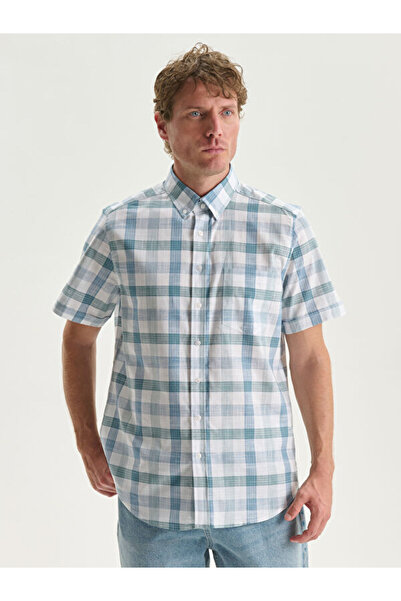 LC Waikiki Regular Fit Short Sleeve Plaid Poplin Men's Shirt