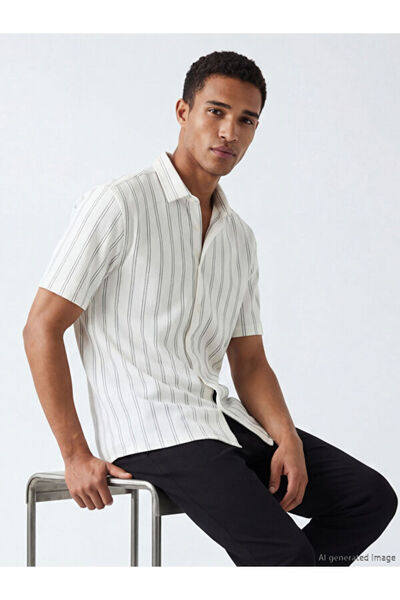 LC Waikiki Regular Fit Short Sleeve Striped Men's Shirt