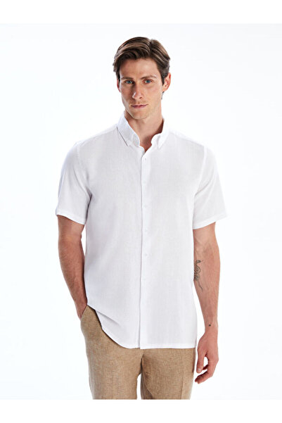 LC Waikiki Regular Fit Short Sleeve Linen Look Men's Shirt