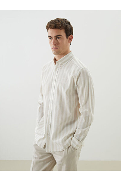 LC Waikiki Regular Fit Long Sleeve Striped Poplin Men's Shirt
