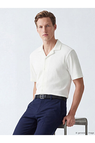 LC Waikiki Rmz Gi̇yi̇m Farkiyla Standard Fit Men's Classic Textured Shirt