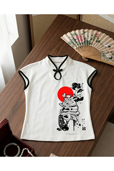 Toum Японски дизайн, винтидж, без ръкави, къса блуза