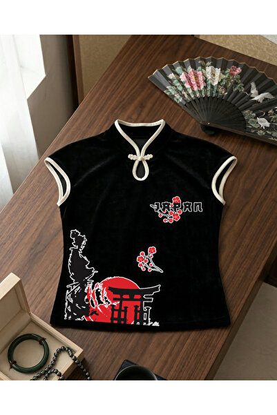 Touz Ιαπωνικό Σχέδιο Vintage Χωρίς Μανίκια Κοντό