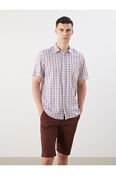 LC Waikiki Regular Fit Short Sleeve Plaid Poplin Men's Shirt