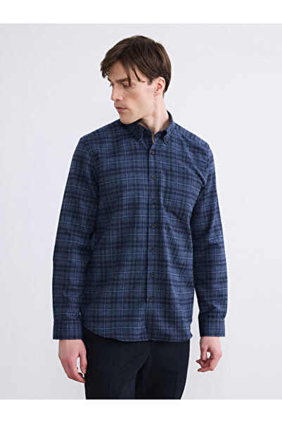 LC Waikiki Regular Fit Wool Blend Gabardine Men's Plaid Shirt