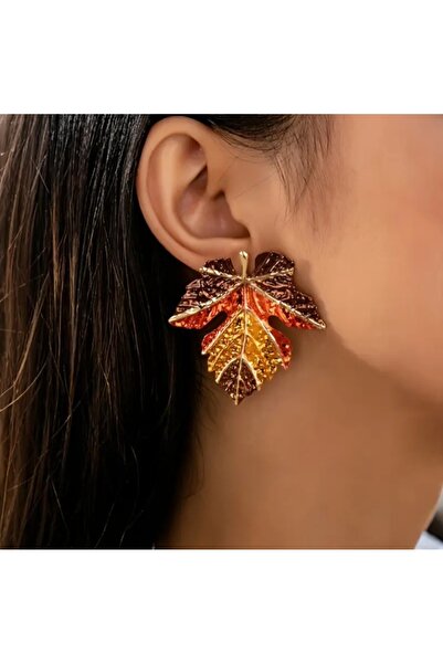 stainless steell Vip Autumn Maple Leaf Large Size Earrings