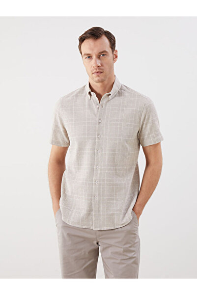 LC Waikiki Regular Fit Short Sleeve Plaid Poplin Men's Shirt