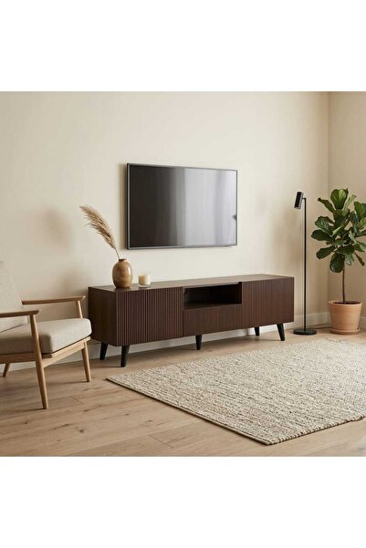 Arnohome A luxurious wooden TV table, 160cm long, featuring embossed patterns...