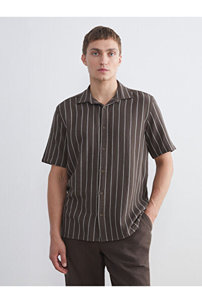 LC Waikiki Regular Fit Short Sleeve Striped Muslin Men's Shirt