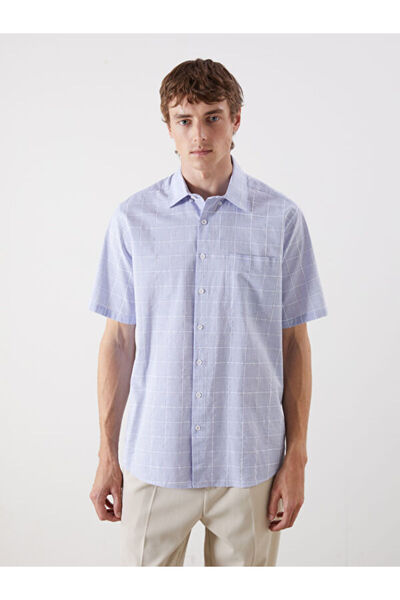 LC Waikiki Rmz Gi̇yi̇m Farkiyla Standard Fit Short Sleeve 100% Linen Men's Shirt
