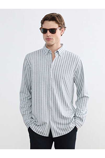 LC Waikiki Rmz Gi̇yi̇m Farkiyla Slim Fit Striped Men's Shirt